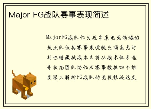 Major FG战队赛事表现简述